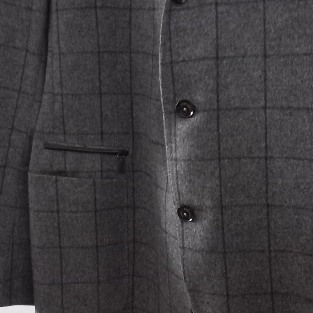 ERMENEGILDO ZEGNA thin wool grey windowpane check suit jacket blazer - Picture 13 of 16